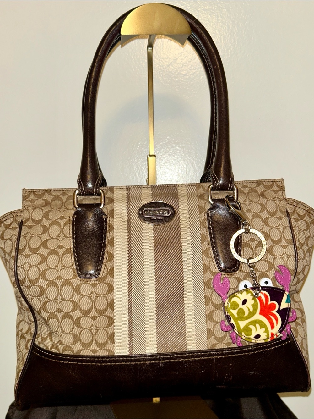 Coach Legacy Signature Stripe Candace Carryall, with COA